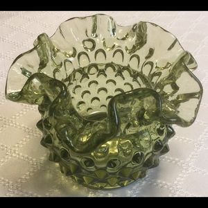Fenton Green Hobnail Vase